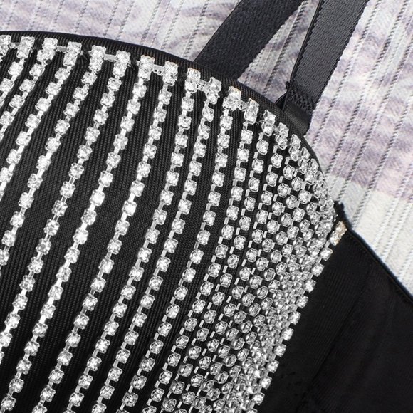 Rhinestone Fringe Cropped Bustier  - Marked size 34B / XS  ｡・:*˚:✧｡  NEW!!! ✧✧✧ - Picture 5 of 10